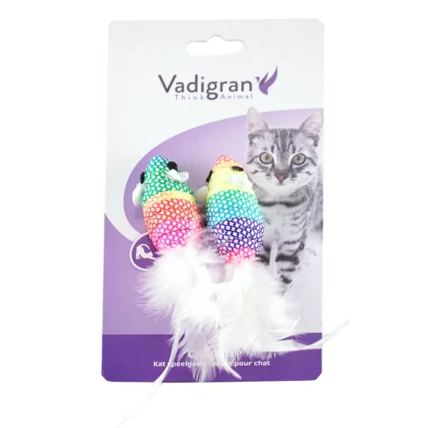 Jouet Chat Souris Colorées à Plume x2 - V14447