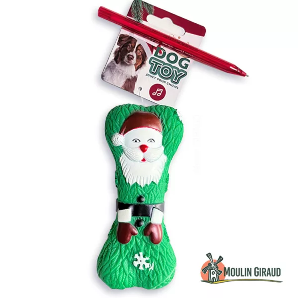 Jouet Chien Os Noël 15,5cm LA