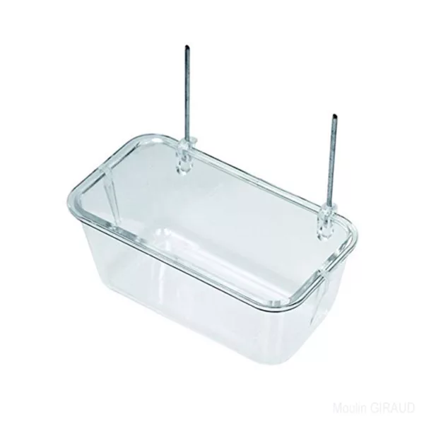 Mangeoire Plastique Transparente PM crochets - 22G