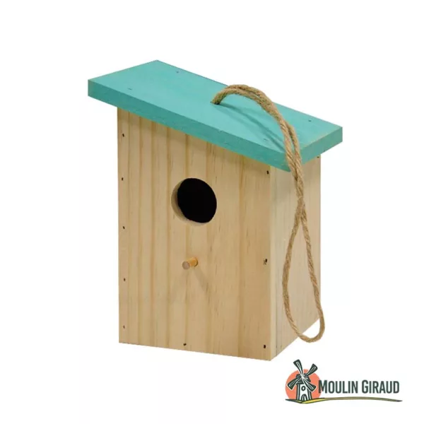 Nichoir Mésange Bois Toit incliné 17cm
