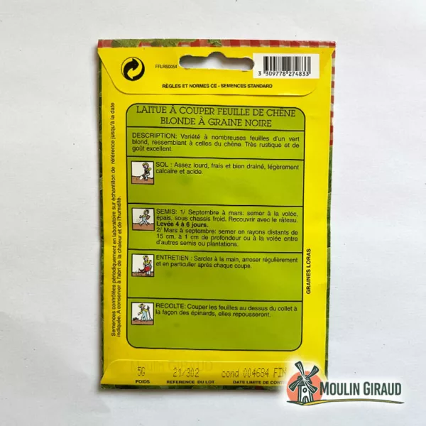 Laitue à couper Feuille de Chène blonde – Image 2