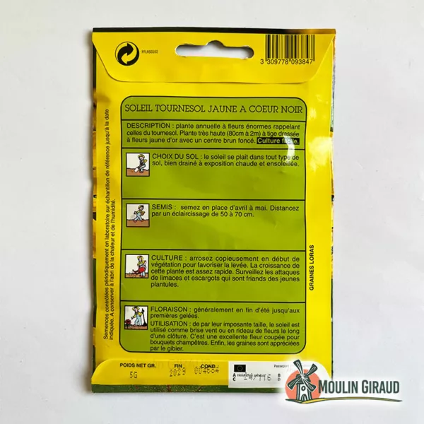 Soleil Tournesol jaune coeur noir – Image 2